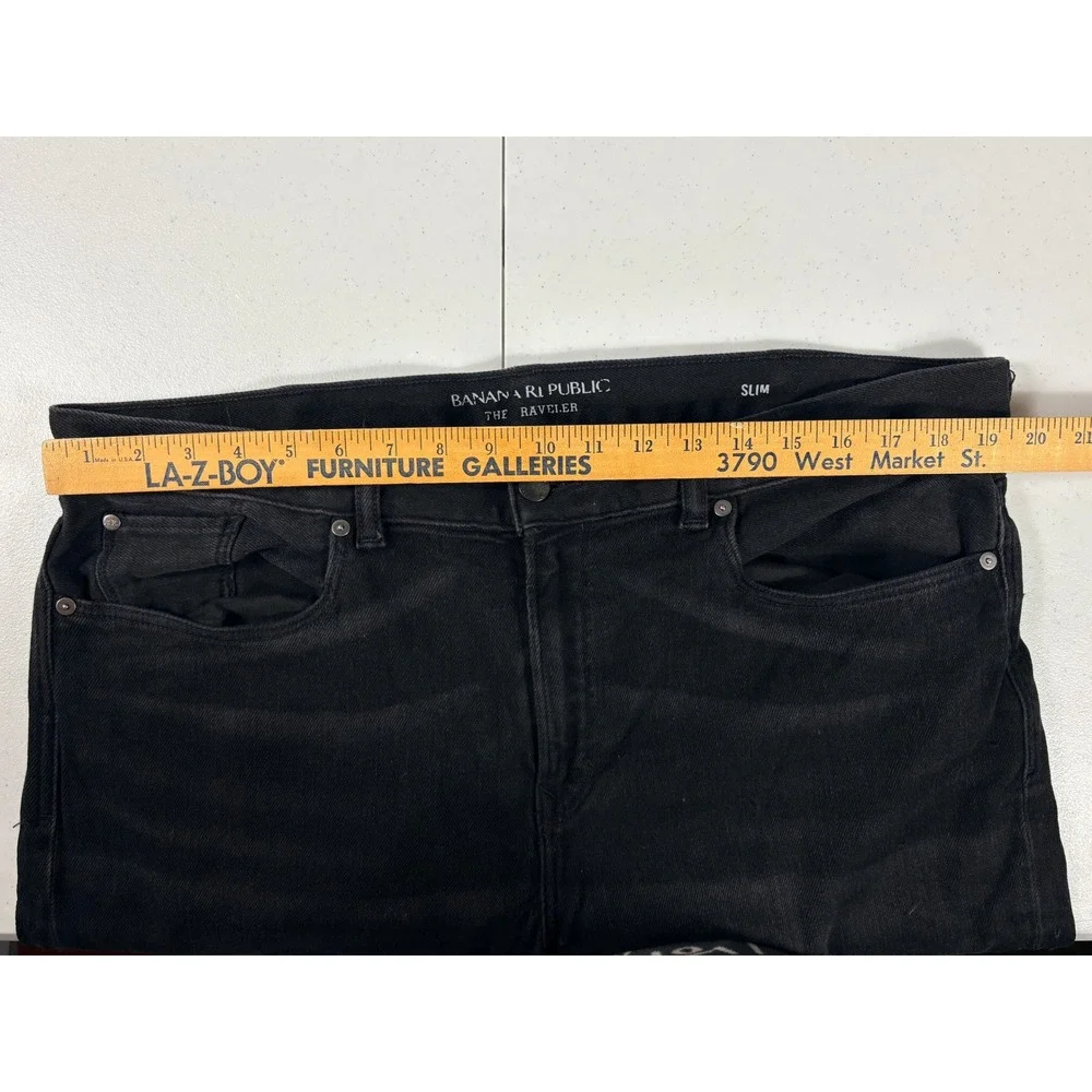 Banana Republic The Traveler Slim Fit Jeans Mens 38x32 Black Faded Stretch Denim